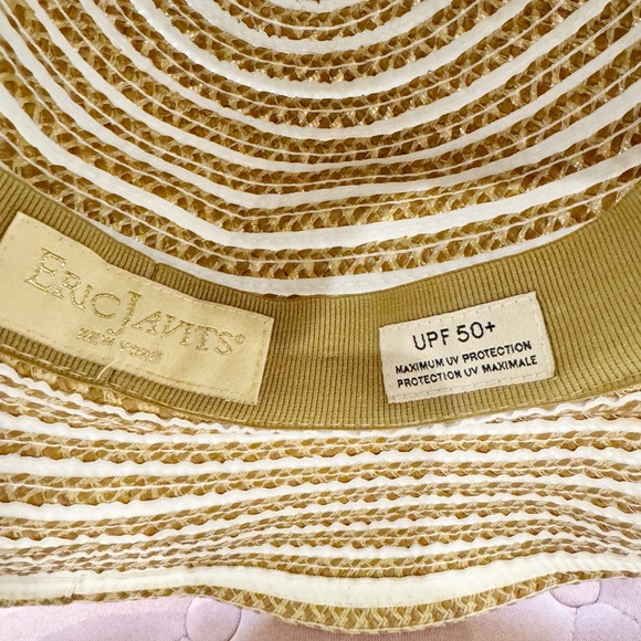 Eric Javits Beige and White Striped Hat - Picture 6 of 7